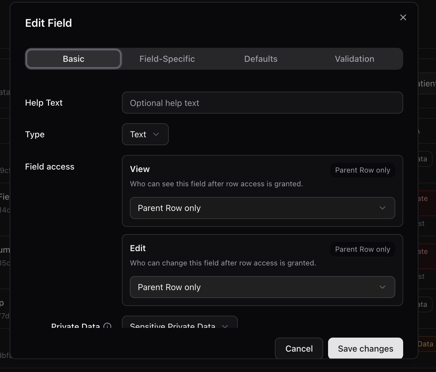 Viewer teams and organizations selector for a viewer-related field access policy